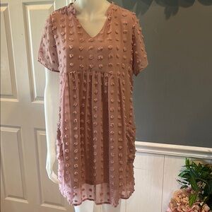 Rose Pink Ruffled Pleated Mini Sundress